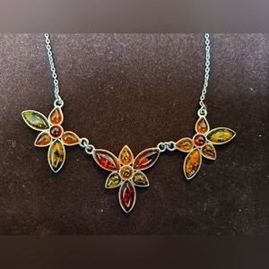 LAST CALL: Tricolor amber flower necklace